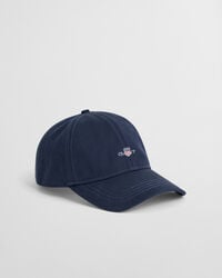 cap van katoenen keperstof met schildmotief - marine