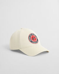 cap van katoenen twill met grafische print - crème