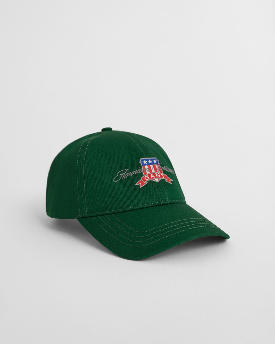 cap van katoenen twill met grafische print - bosgroen