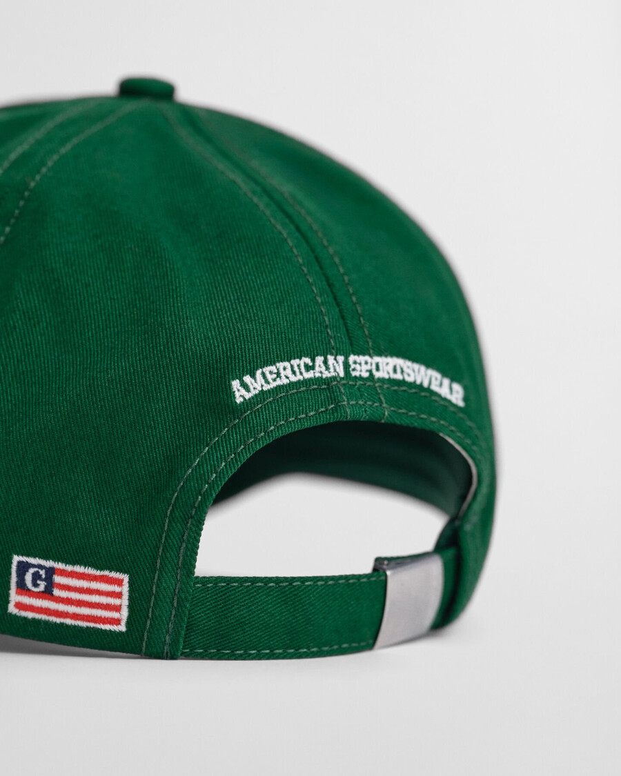 cap van katoenen twill met grafische print - bosgroen