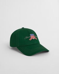 cap van katoenen twill met grafische print - bosgroen
