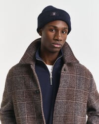 geribbelde muts van katoenmix - avondblauw