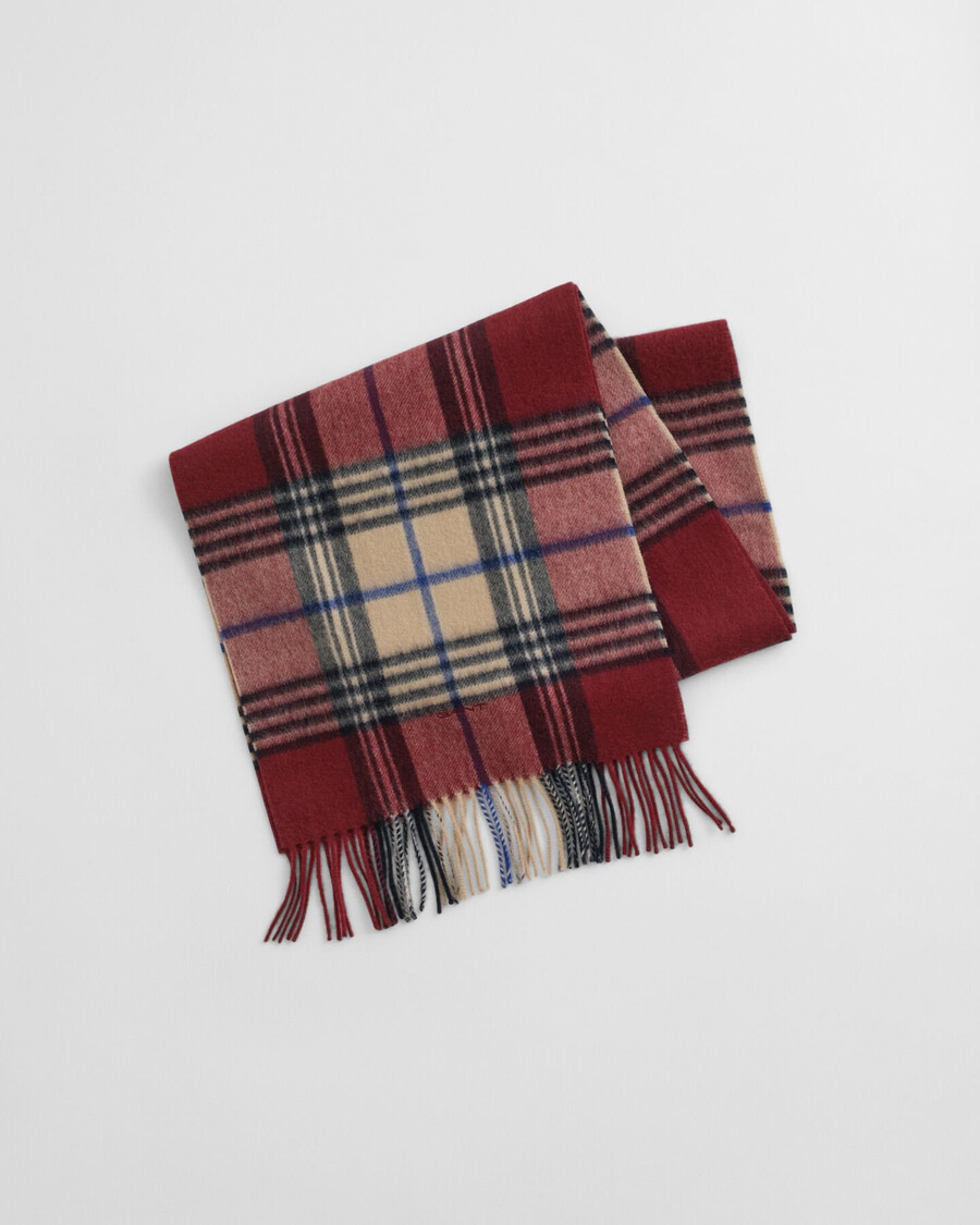 geruite wollen sjaal - vol en rood