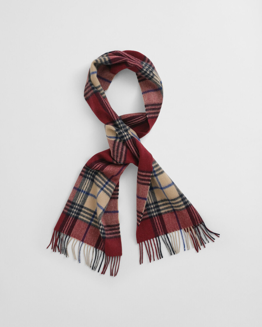geruite wollen sjaal - vol en rood