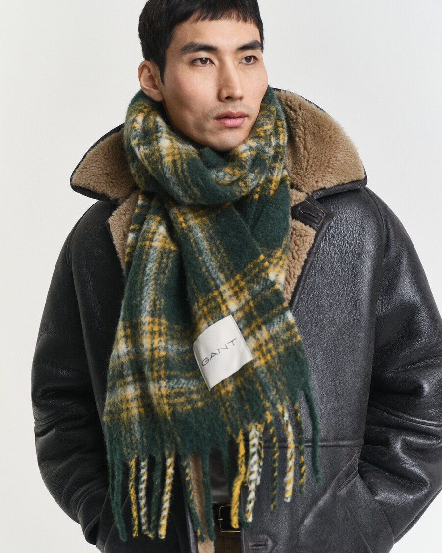 geruite sjaal van mohair en alpacamix - tartangroen