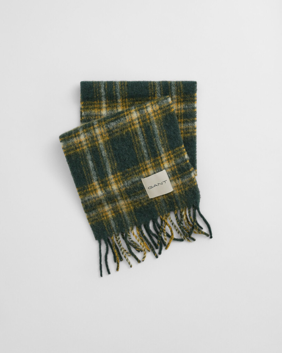 geruite sjaal van mohair en alpacamix - tartangroen
