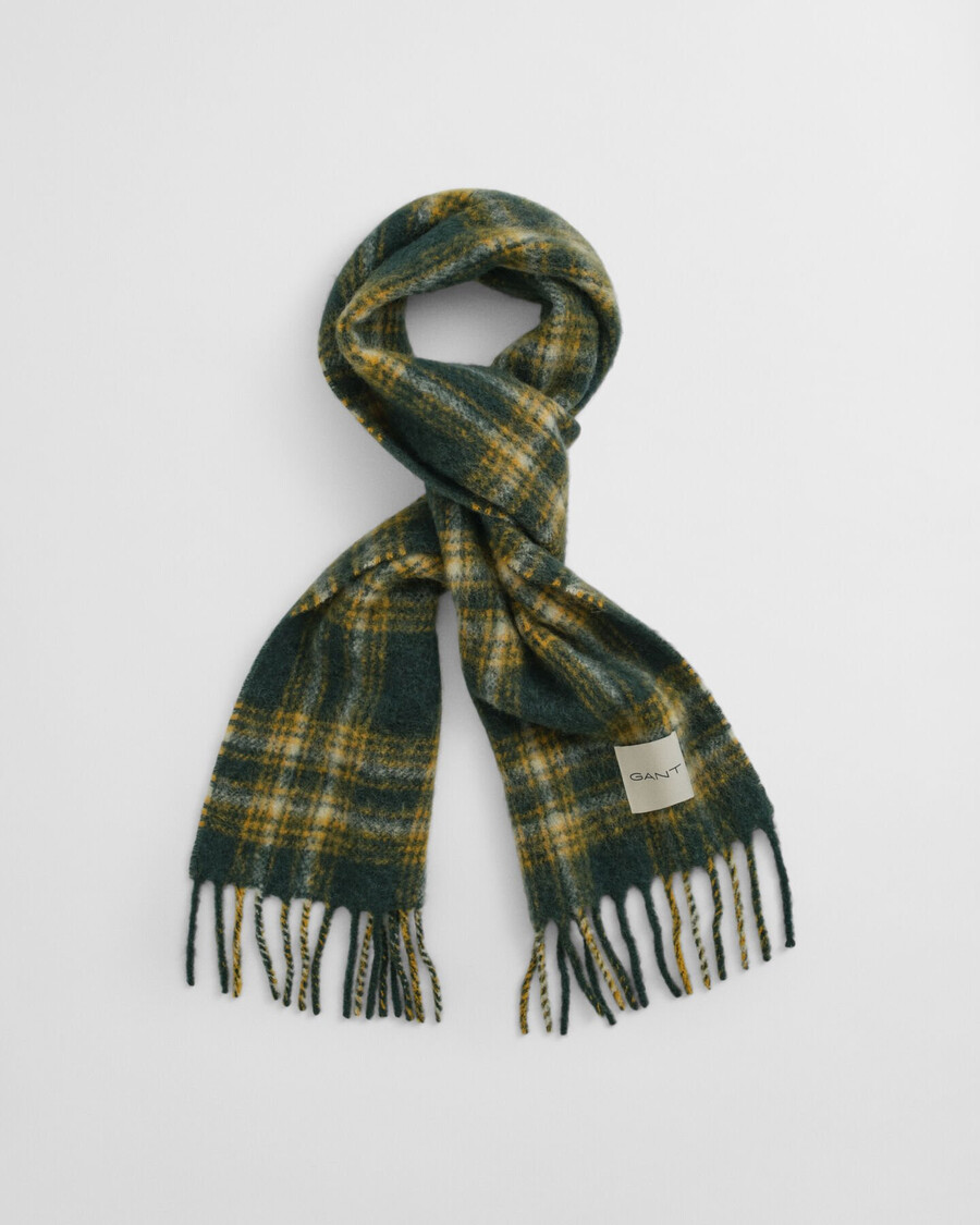 geruite sjaal van mohair en alpacamix - tartangroen