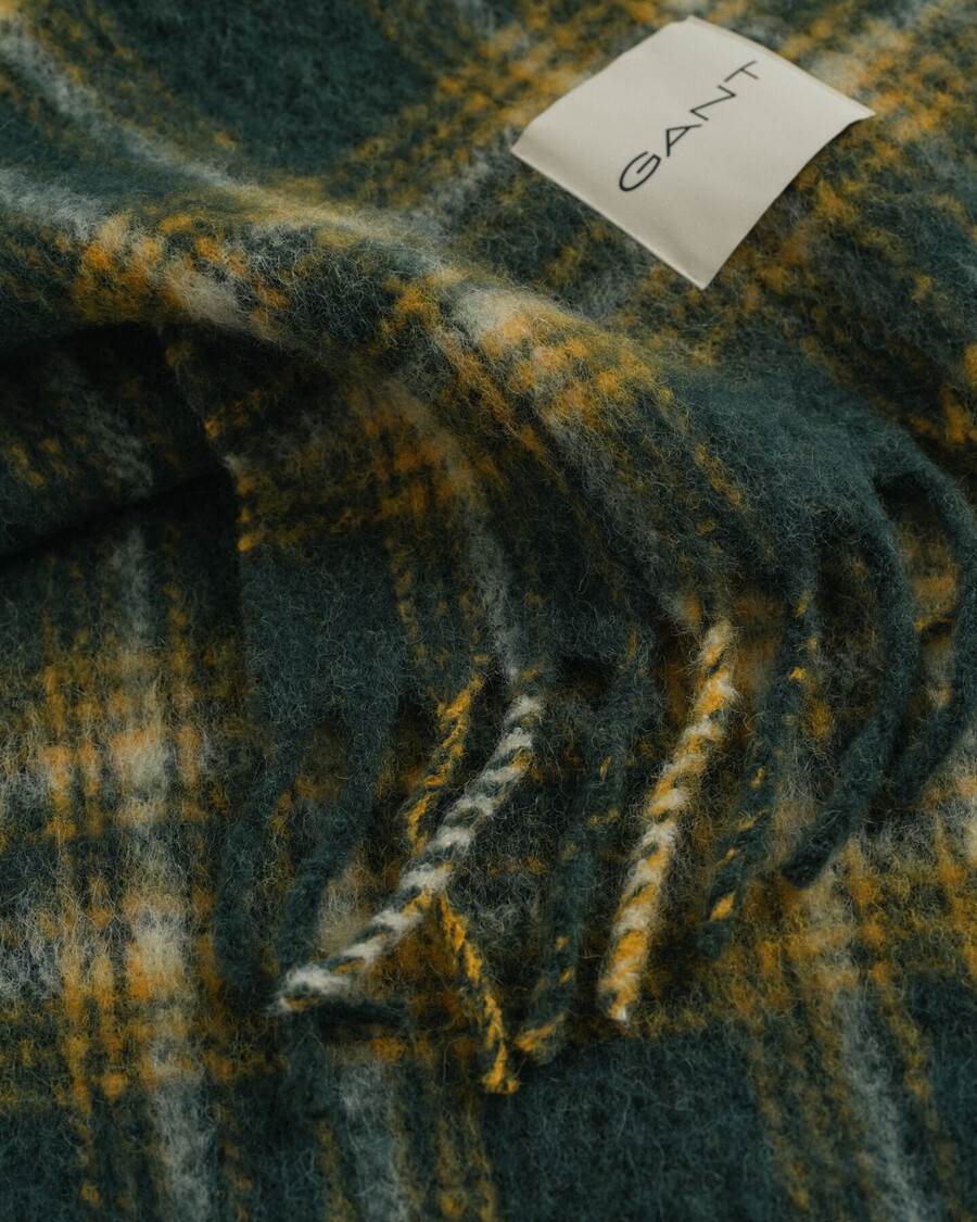 geruite sjaal van mohair en alpacamix - tartangroen