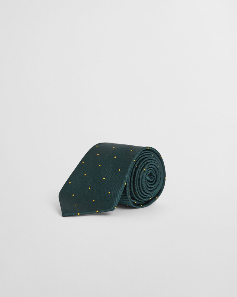 zijden stropdas met stippen - groen tartan