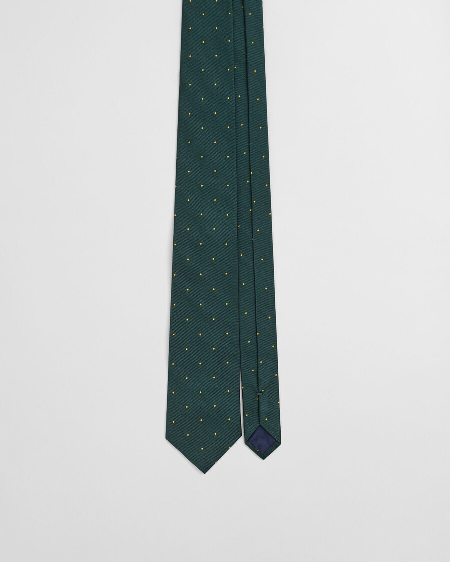 zijden stropdas met stippen - groen tartan