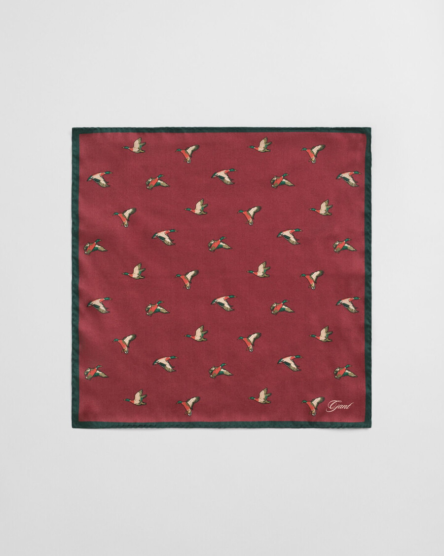 pochet met eendenprint - vol en rood