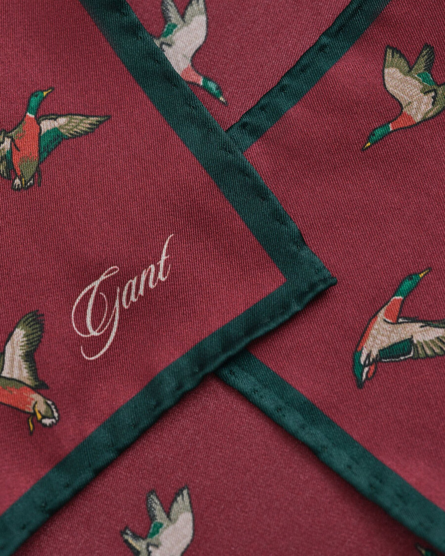 pochet met eendenprint - vol en rood