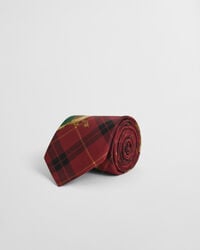 geruite stropdas met eendenprint - vol en rood