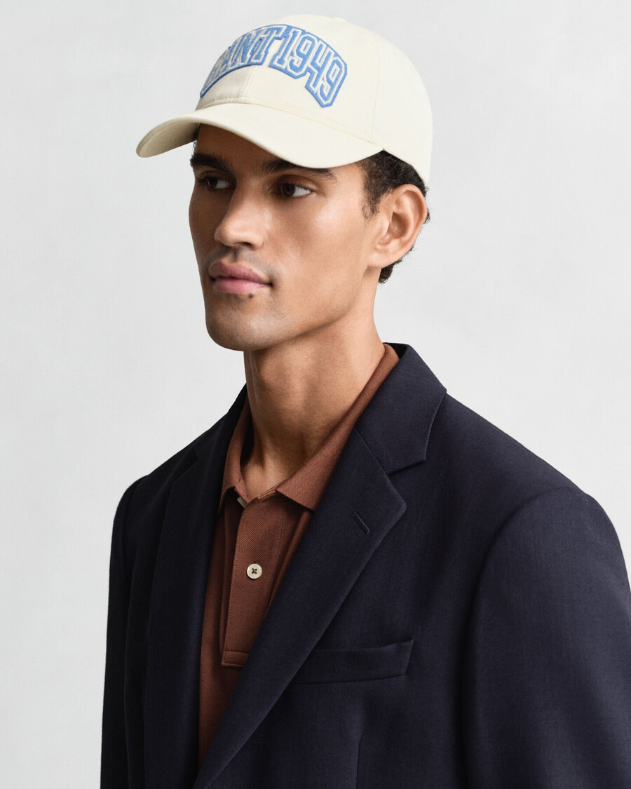 cap van katoenen twill met grafische print - crème
