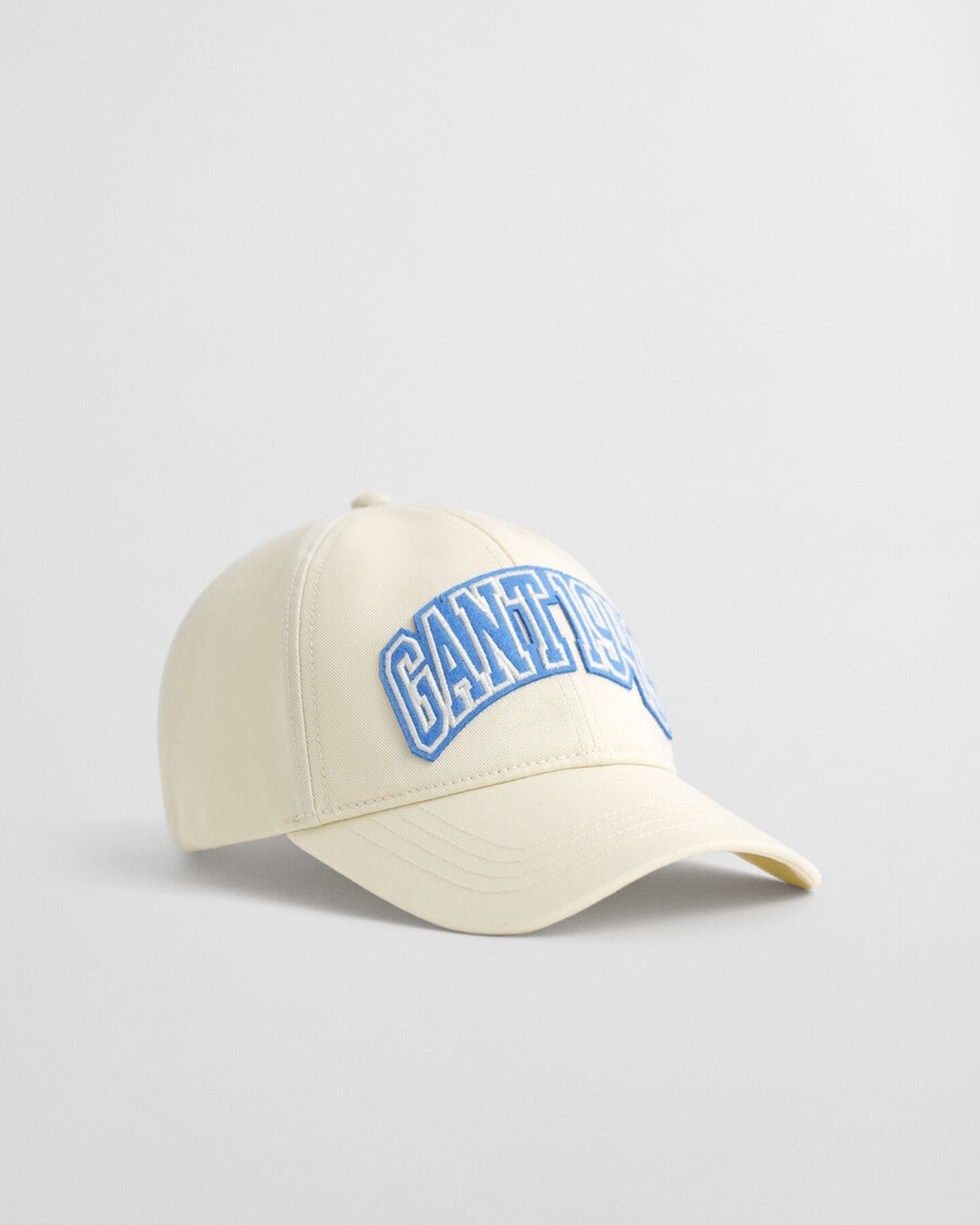 cap van katoenen twill met grafische print - crème