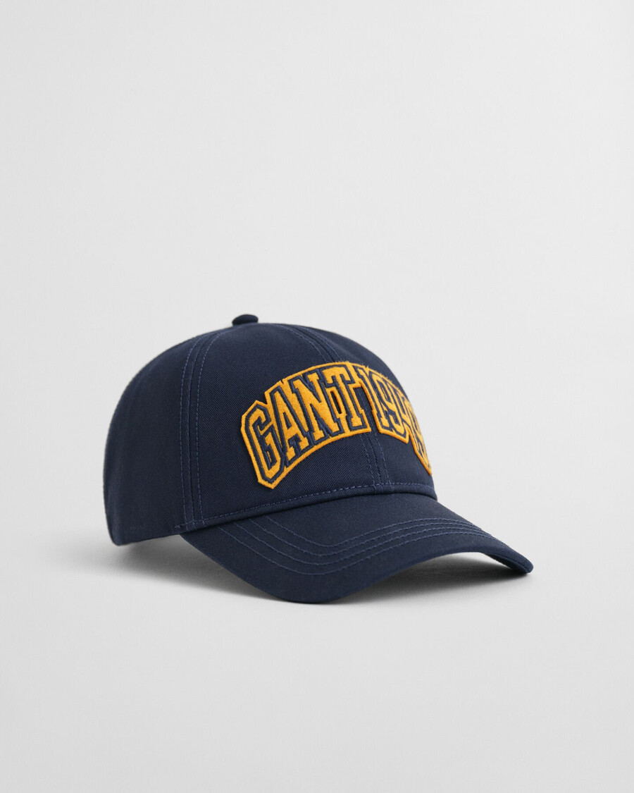 cap van katoenen twill met grafische print - avondblauw