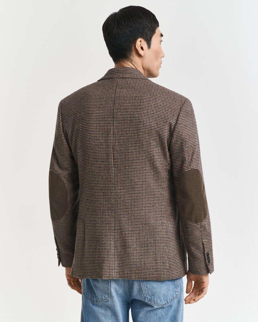 slim fit blazer met pied-de-poulepatroon - licht taupe