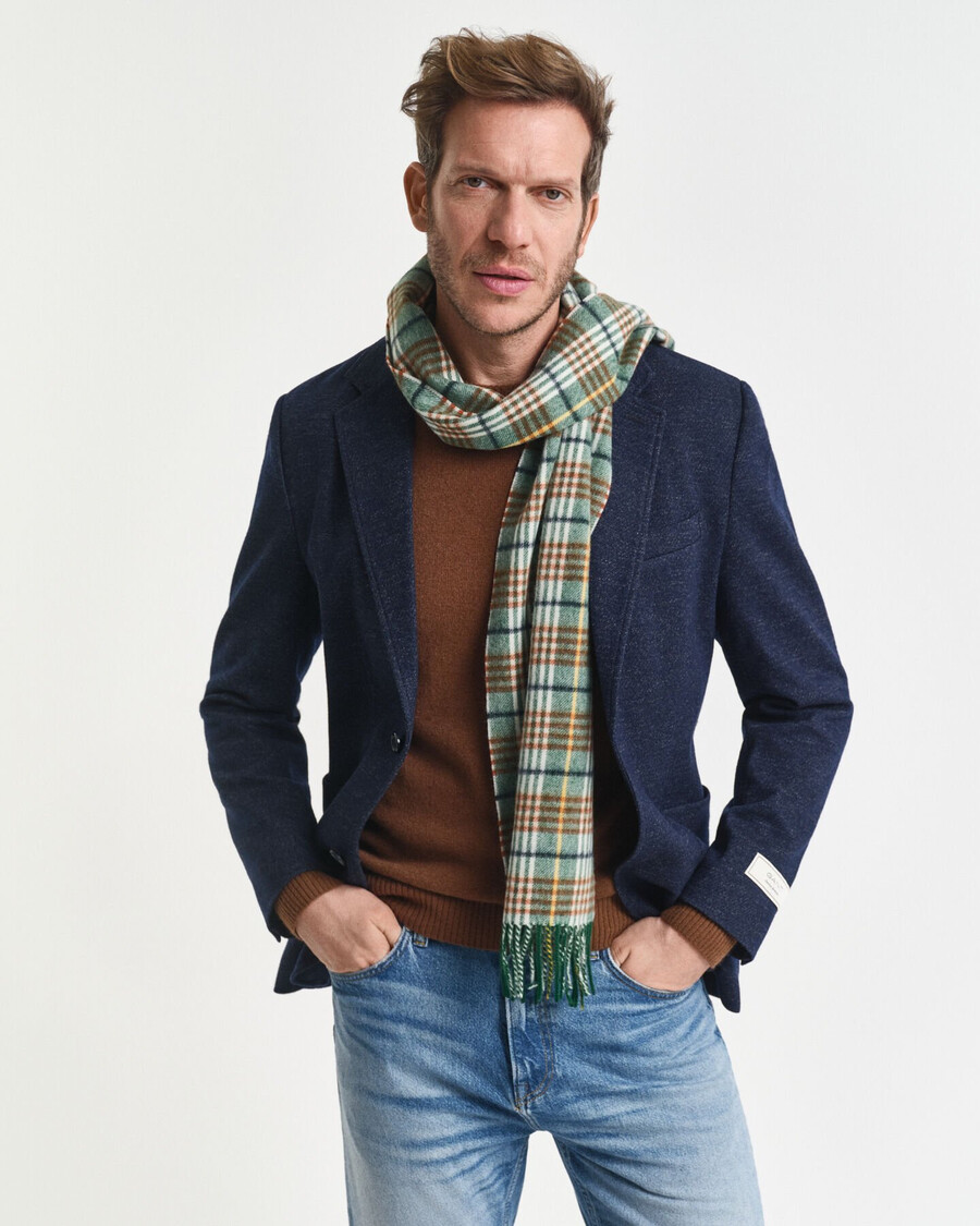 tweekleurige blazer van wol en katoenjersey - avondblauw