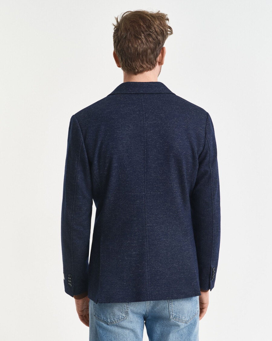 tweekleurige blazer van wol en katoenjersey - avondblauw