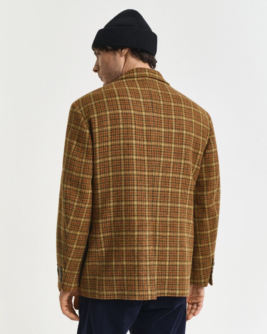 relaxte pasvorm geruite tweedblazer - pindakaas