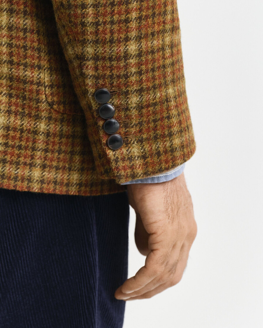 relaxte pasvorm geruite tweedblazer - pindakaas