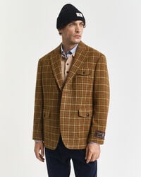 relaxte pasvorm geruite tweedblazer - pindakaas