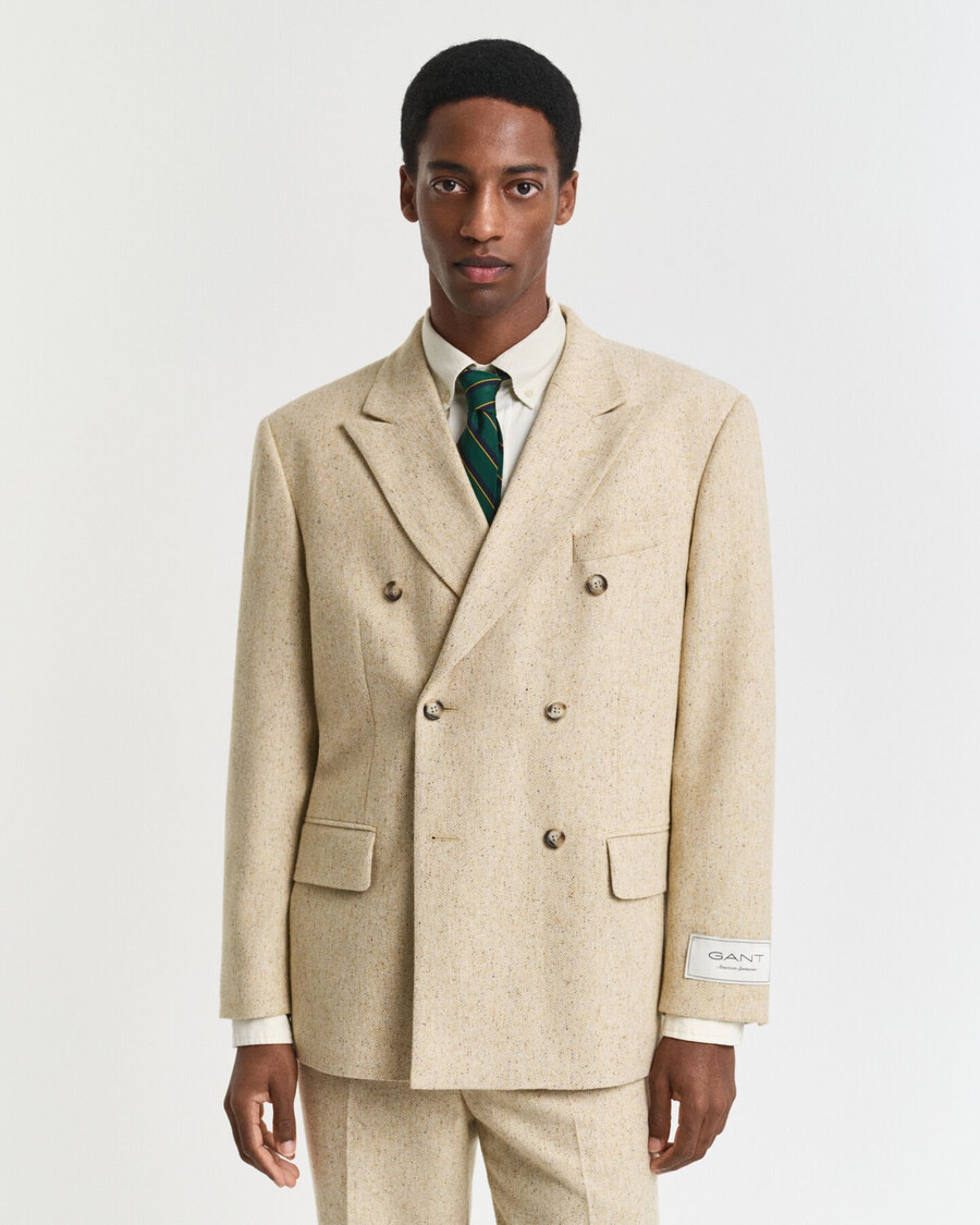 relaxed fit nepps herringbone colbert - concrete beige