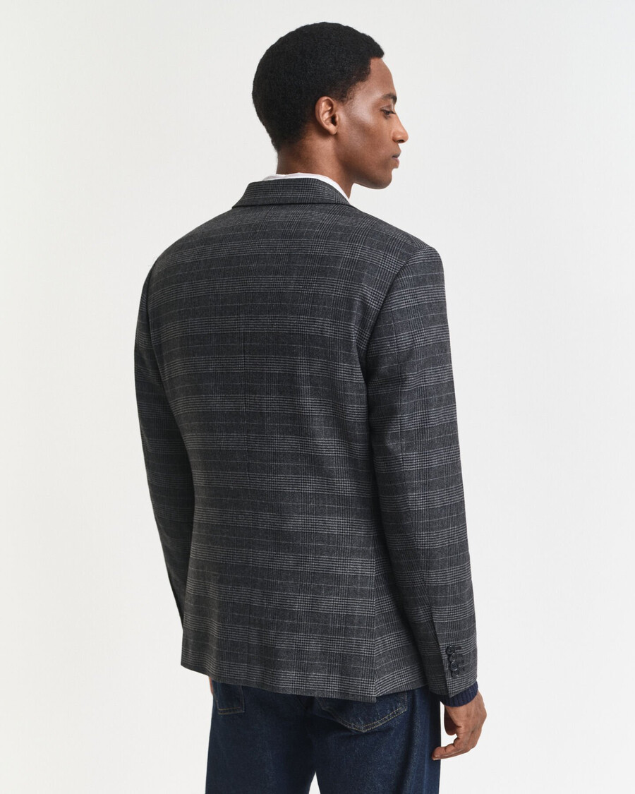 slim fit glen check pakjasje - antraciet melange
