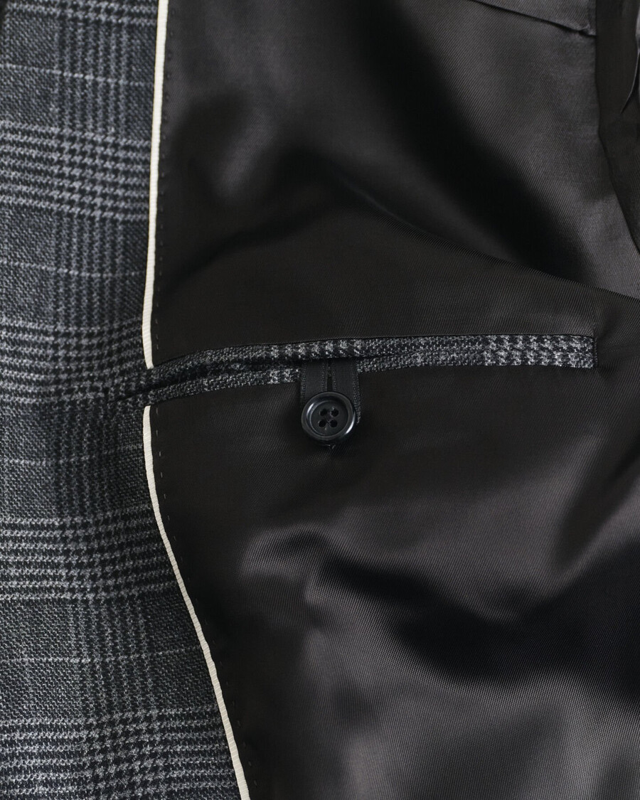 slim fit glen check pakjasje - antraciet melange