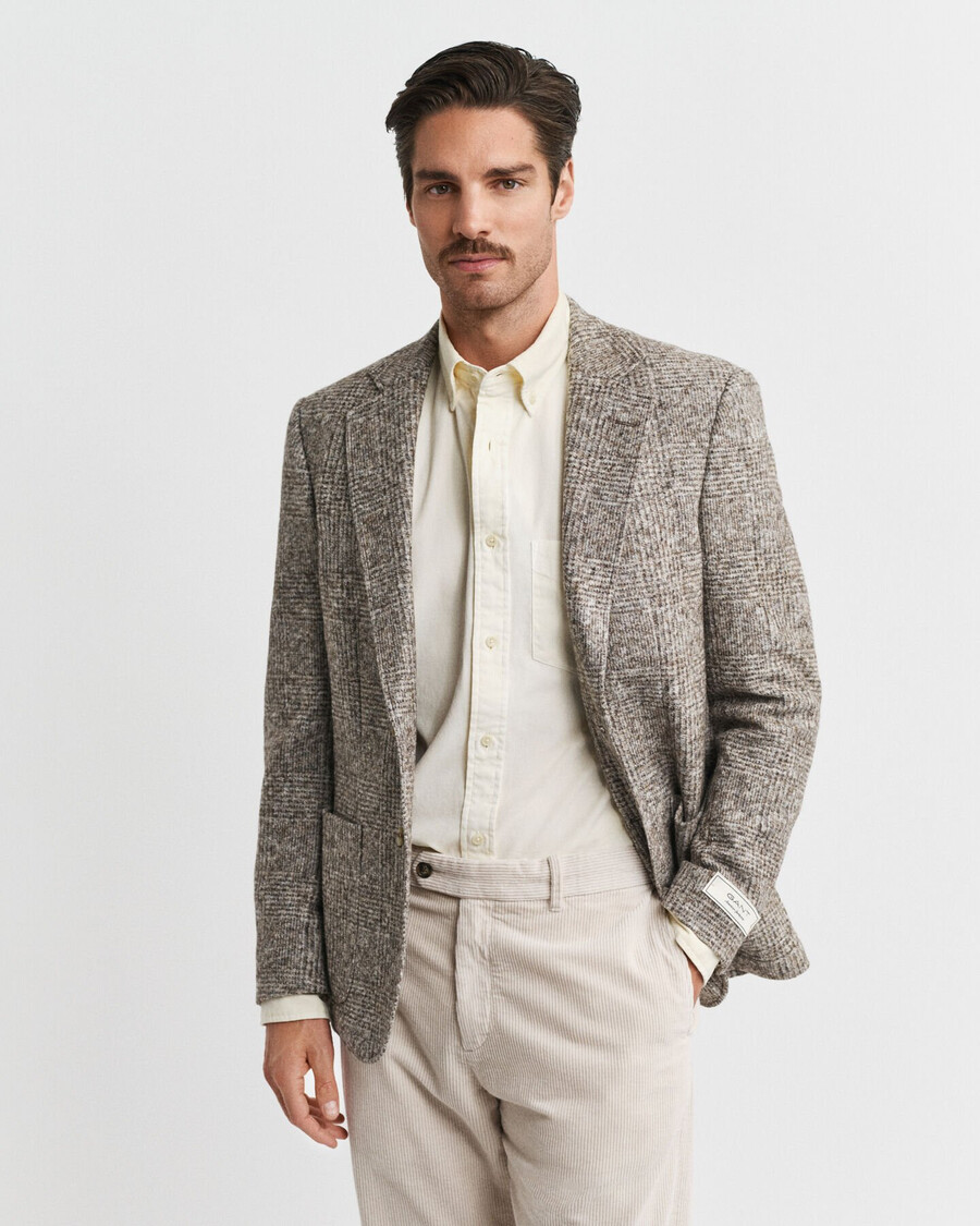 geruite gebreide blazer - zaadkleurmelange