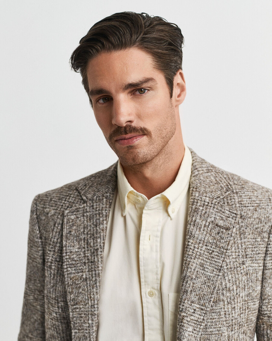 geruite gebreide blazer - zaadkleurmelange