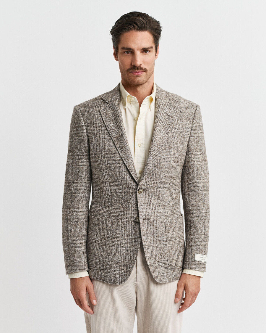 geruite gebreide blazer - zaadkleurmelange
