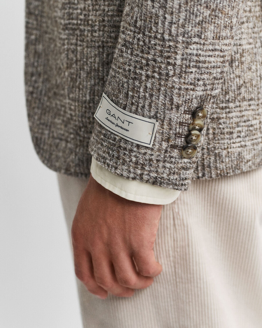 geruite gebreide blazer - zaadkleurmelange