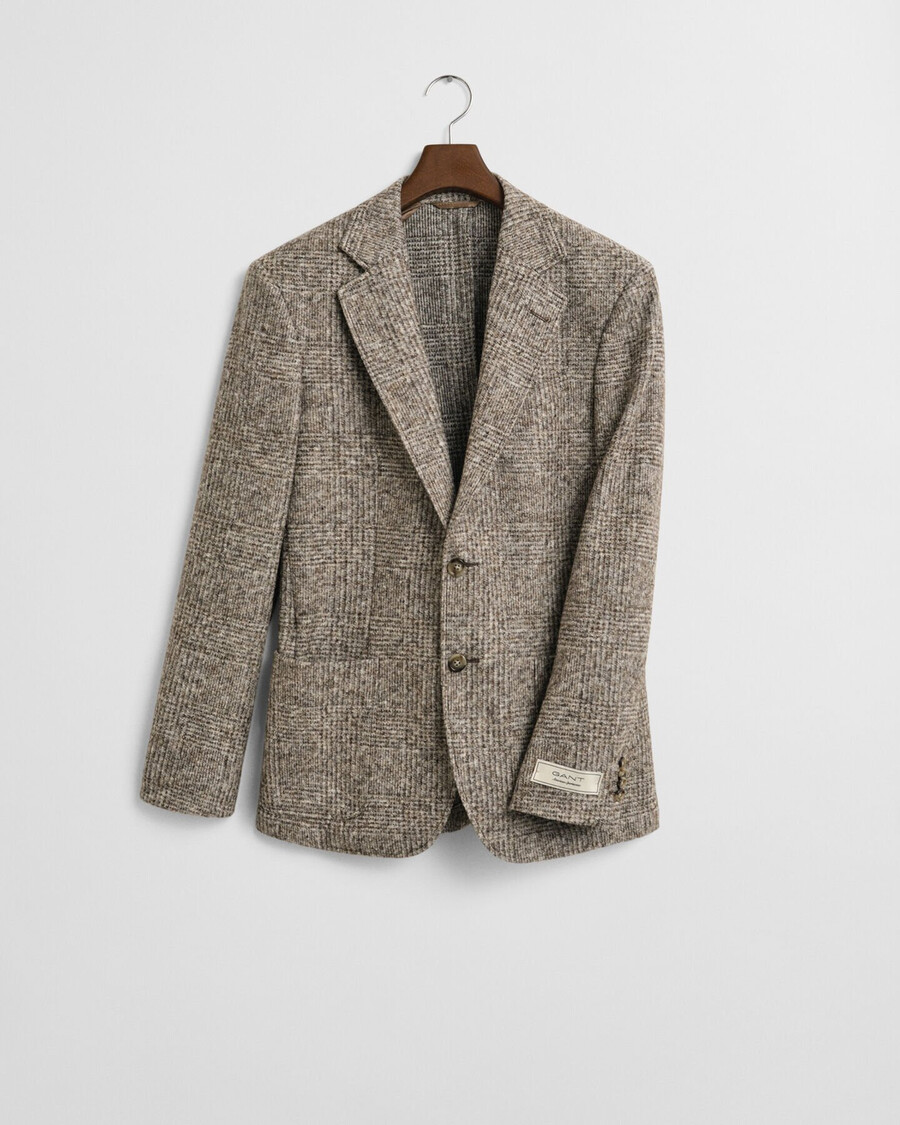 geruite gebreide blazer - zaadkleurmelange