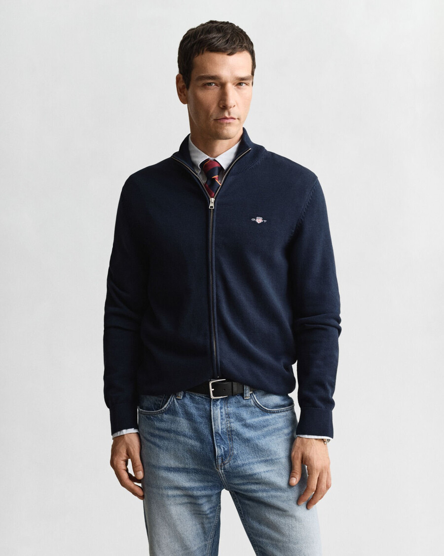 casual katoenen vest met rits - avondblauw