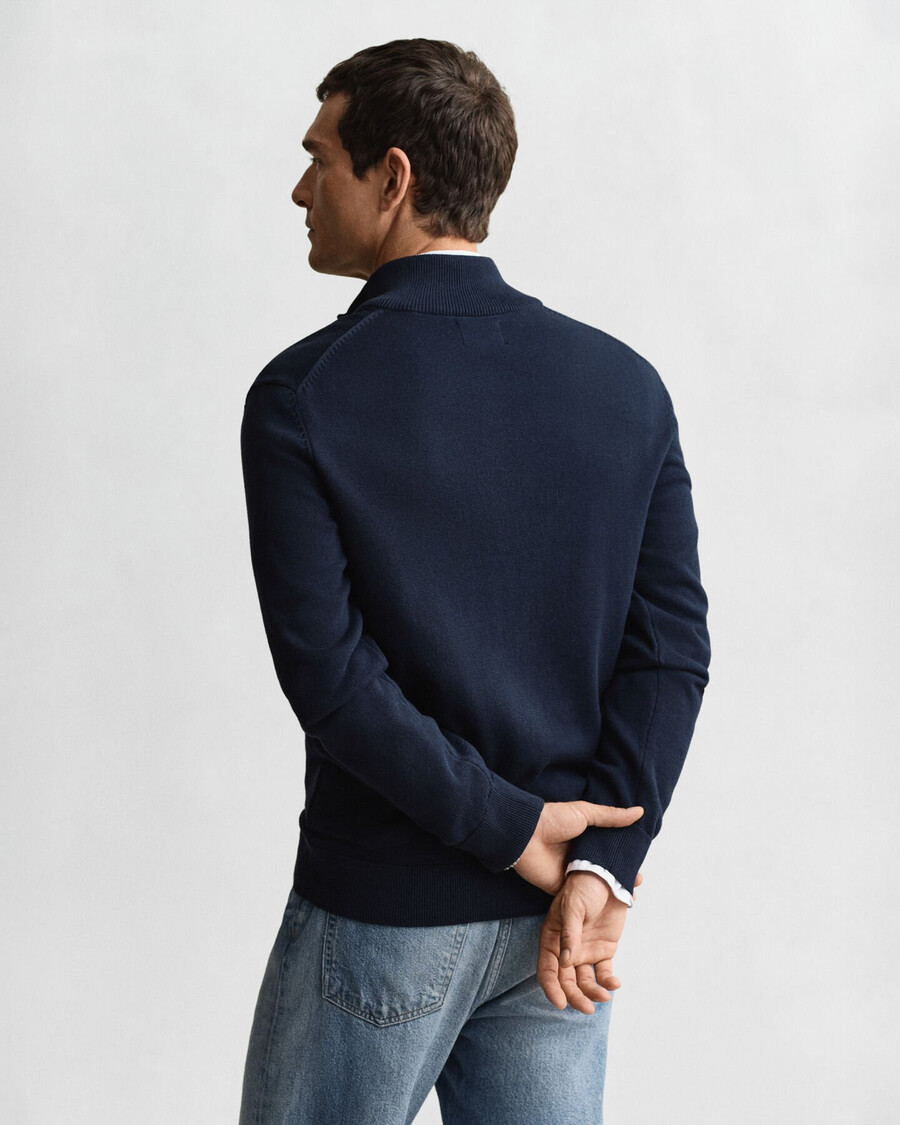 casual katoenen vest met rits - avondblauw