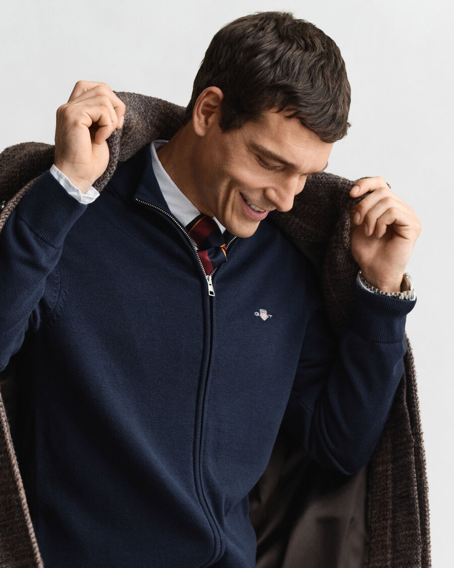 casual katoenen vest met rits - avondblauw