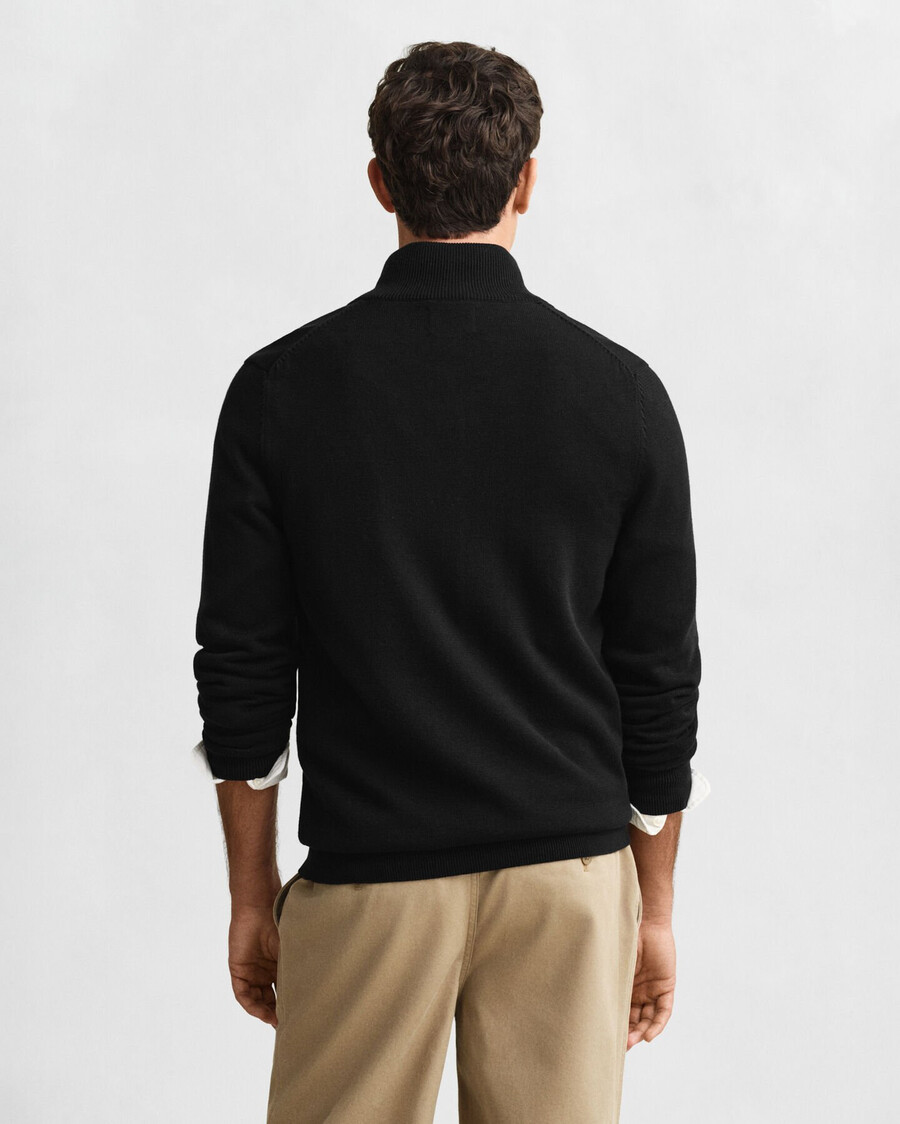 casual katoenen vest met rits - zwart