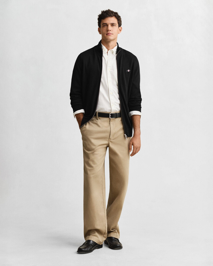 casual katoenen vest met rits - zwart