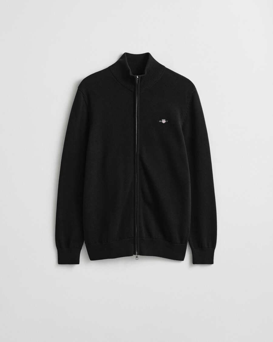 casual katoenen vest met rits - zwart