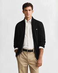 casual katoenen vest met rits - zwart