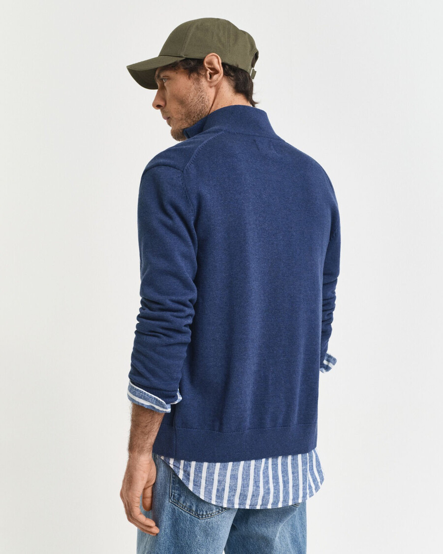 casual katoenen vest met rits - donker jeansblauw gemêleerd