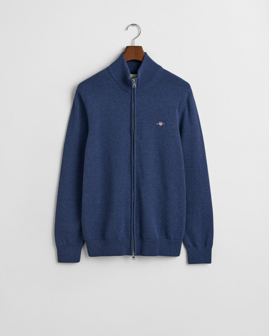 casual katoenen vest met rits - donker jeansblauw gemêleerd