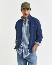 casual katoenen vest met rits - donker jeansblauw gemêleerd