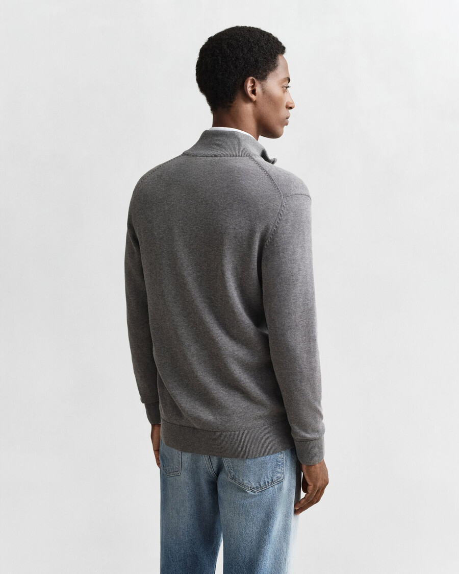 casual katoenen vest met rits - donkergrijs gemêleerd