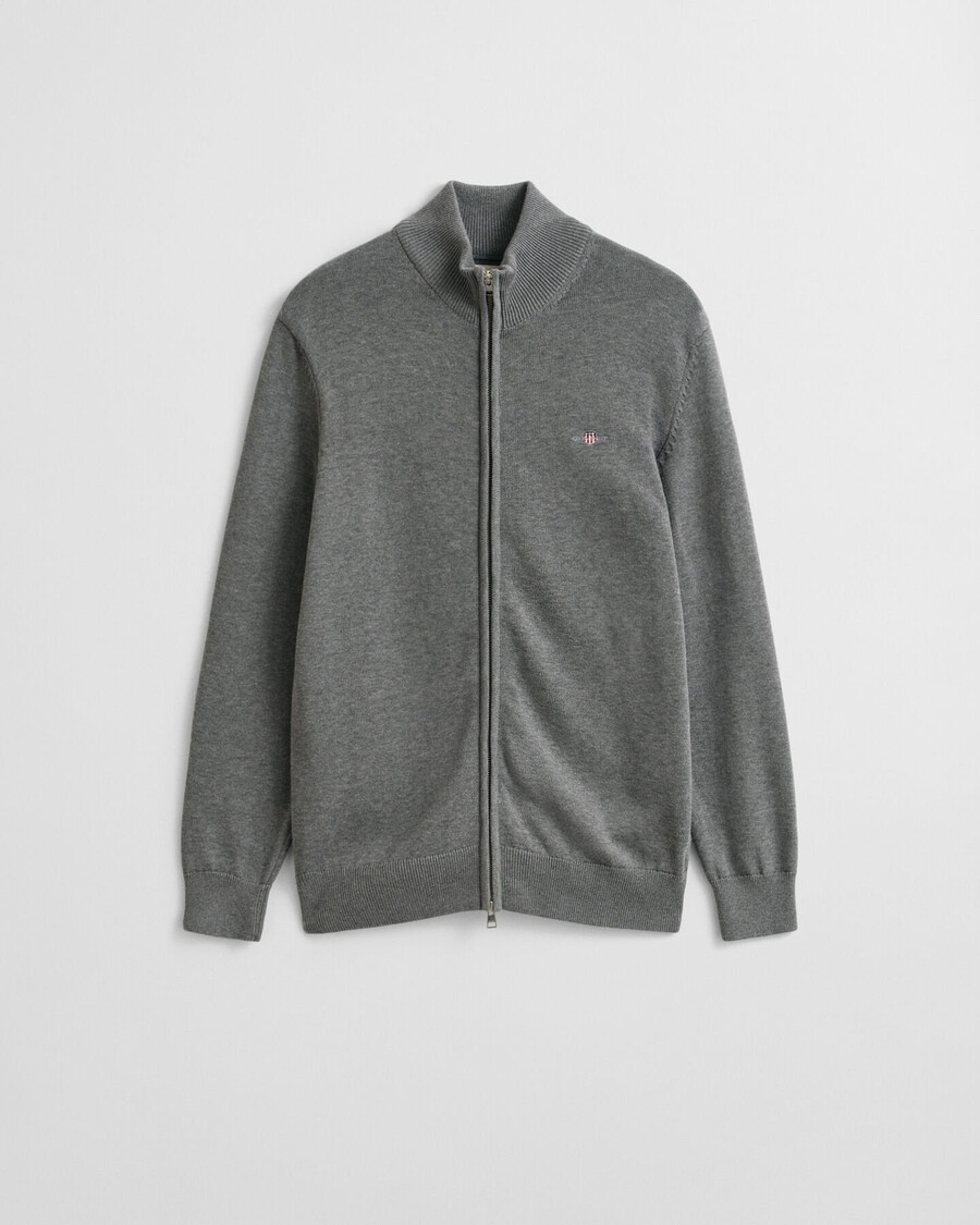 casual katoenen vest met rits - donkergrijs gemêleerd