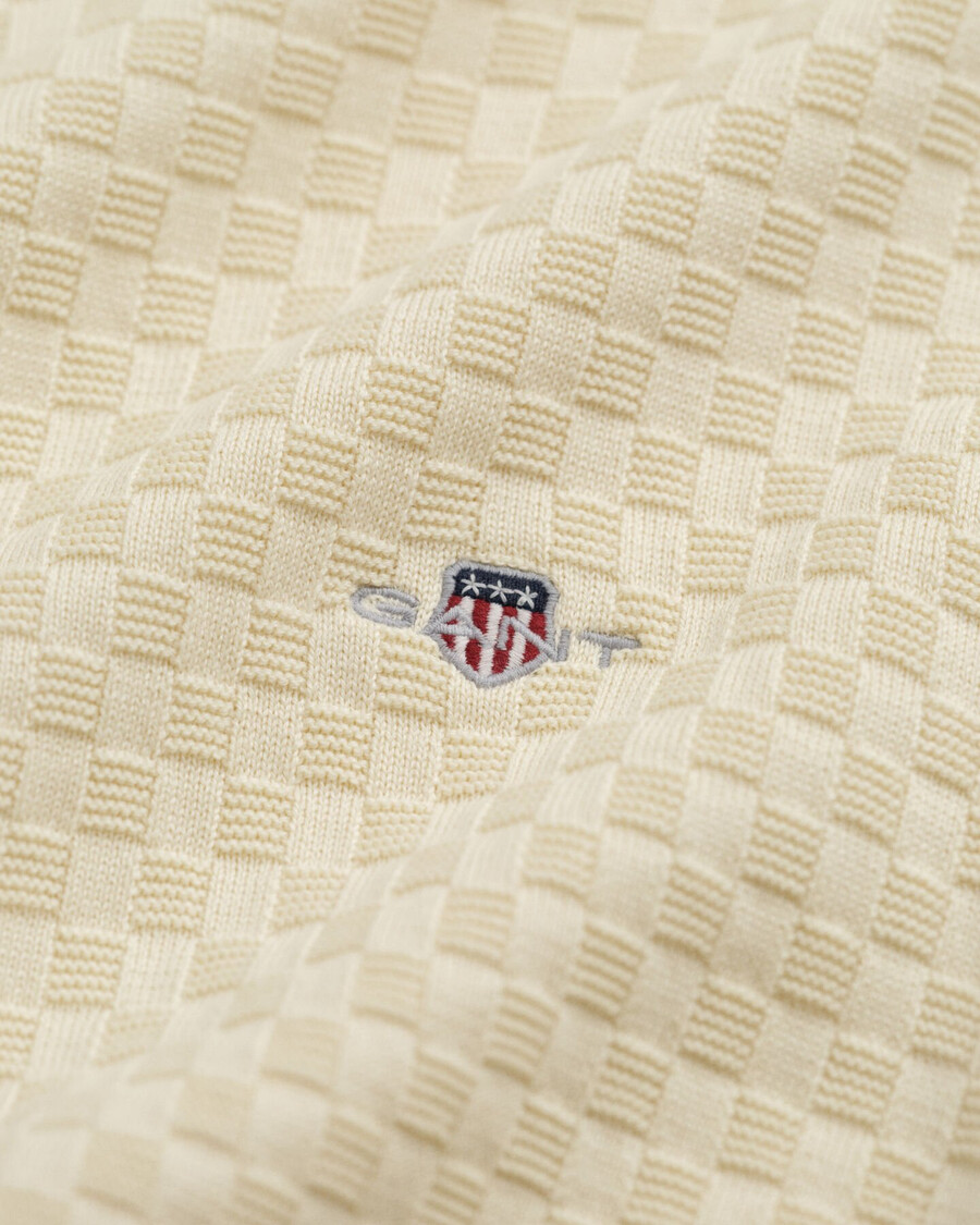 trui met ronde hals en microtextuur - crème