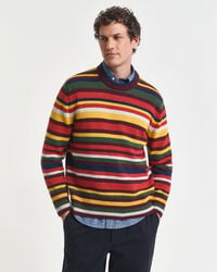 trui met veelkleurige strepen en ronde hals - diep oranje