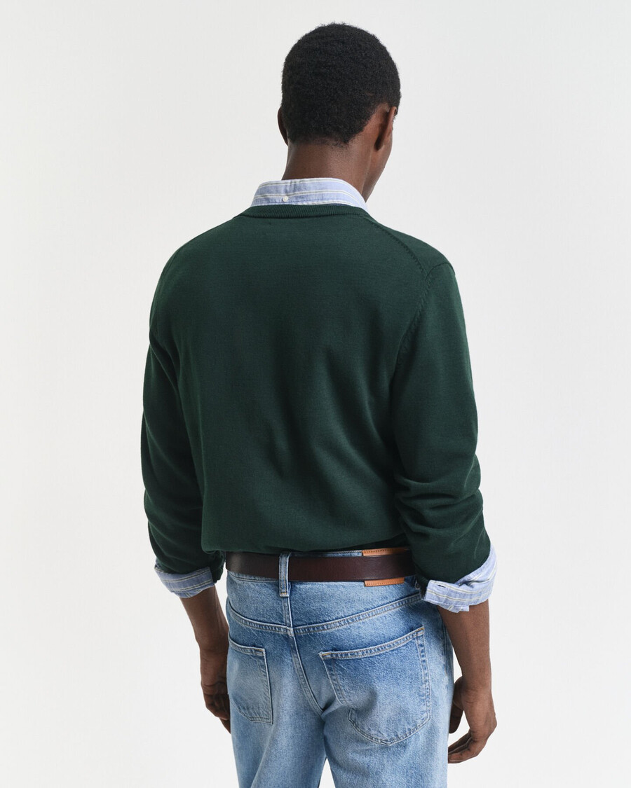 klassieke katoenen v-hals trui - tartan groen
