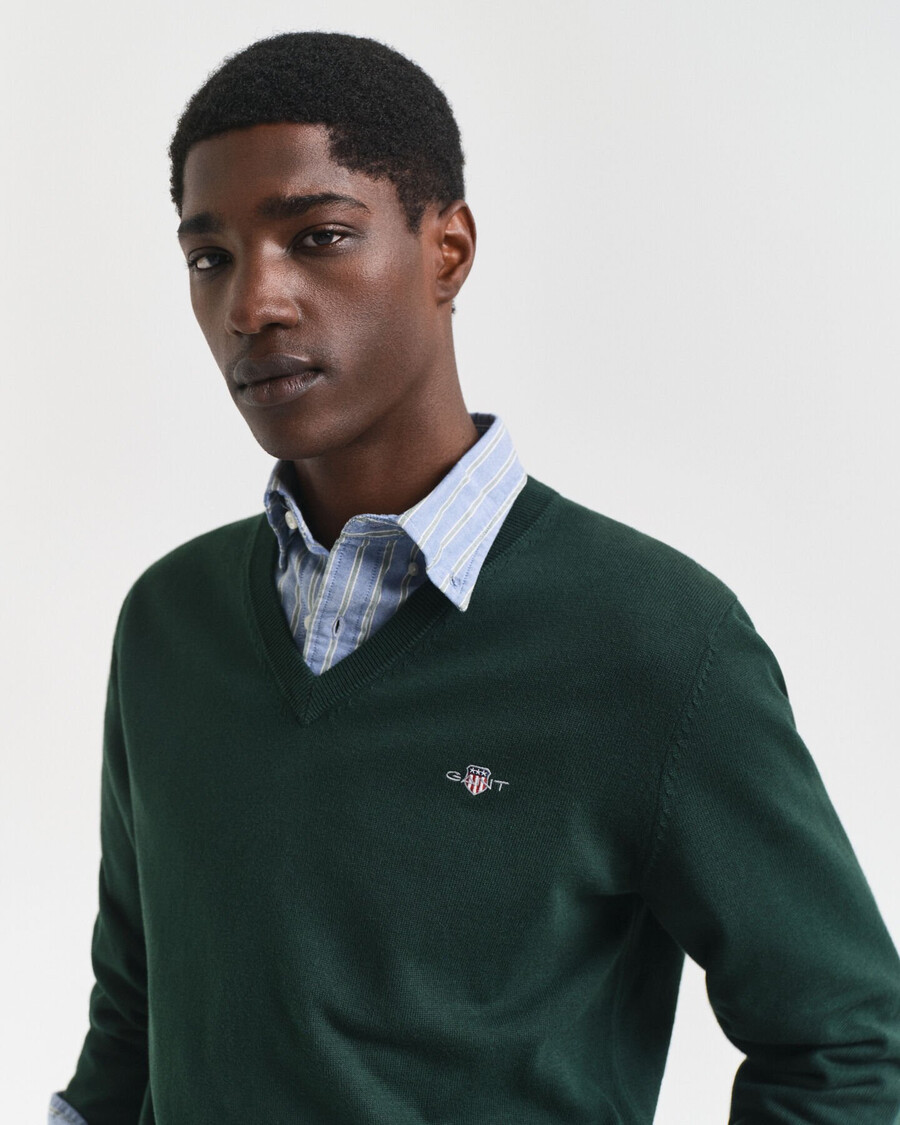 klassieke katoenen v-hals trui - tartan groen